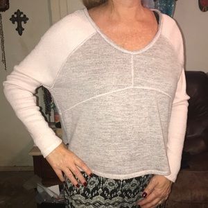 Grey and light pink long sleeve shirt